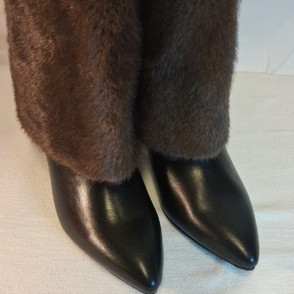 No Boundaries Brown Faux Fur Heeled Boots - Picture 6 of 9